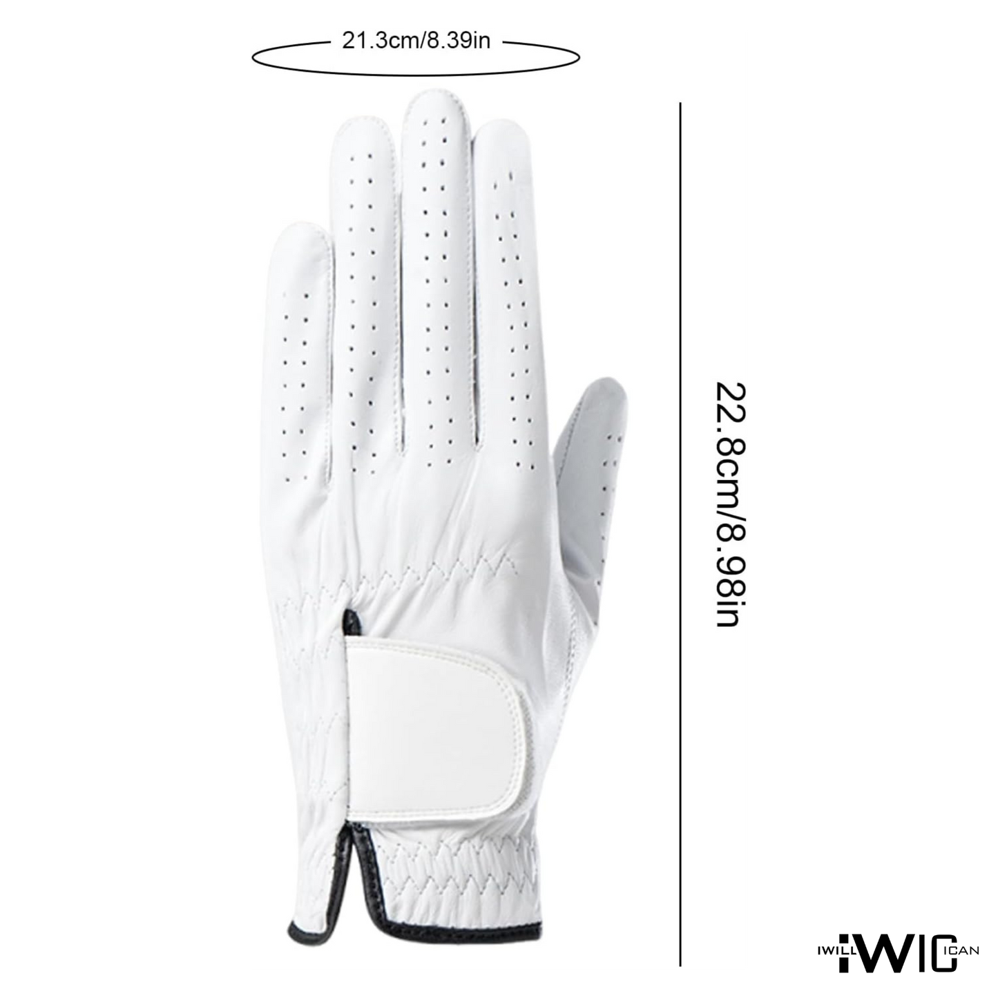 IWIC Golf Glove – Breathable, Non-Slip Leather Grip, Comfort Fit for Men & Women (White)
