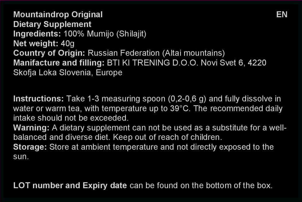 MountainDrop 40gr Pure Natural Shilajit Resin